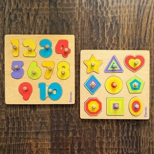 Lot of 2 Parents wodden puzzles - Numbers & Shapes